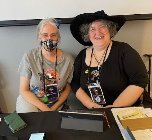 Catching up on the gossip with Nanny Ogg